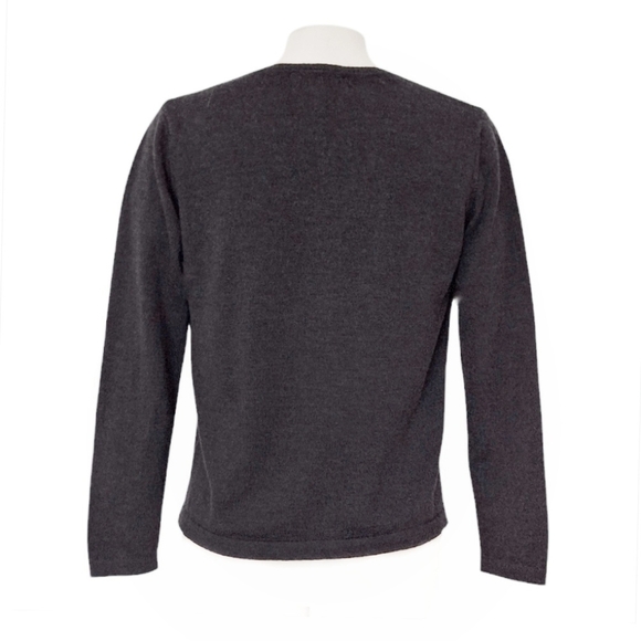 Luciano Dante Fine Mareno Charcoal Gray V-Neck Sweater Academia Neutral Preppy - Picture 2 of 5
